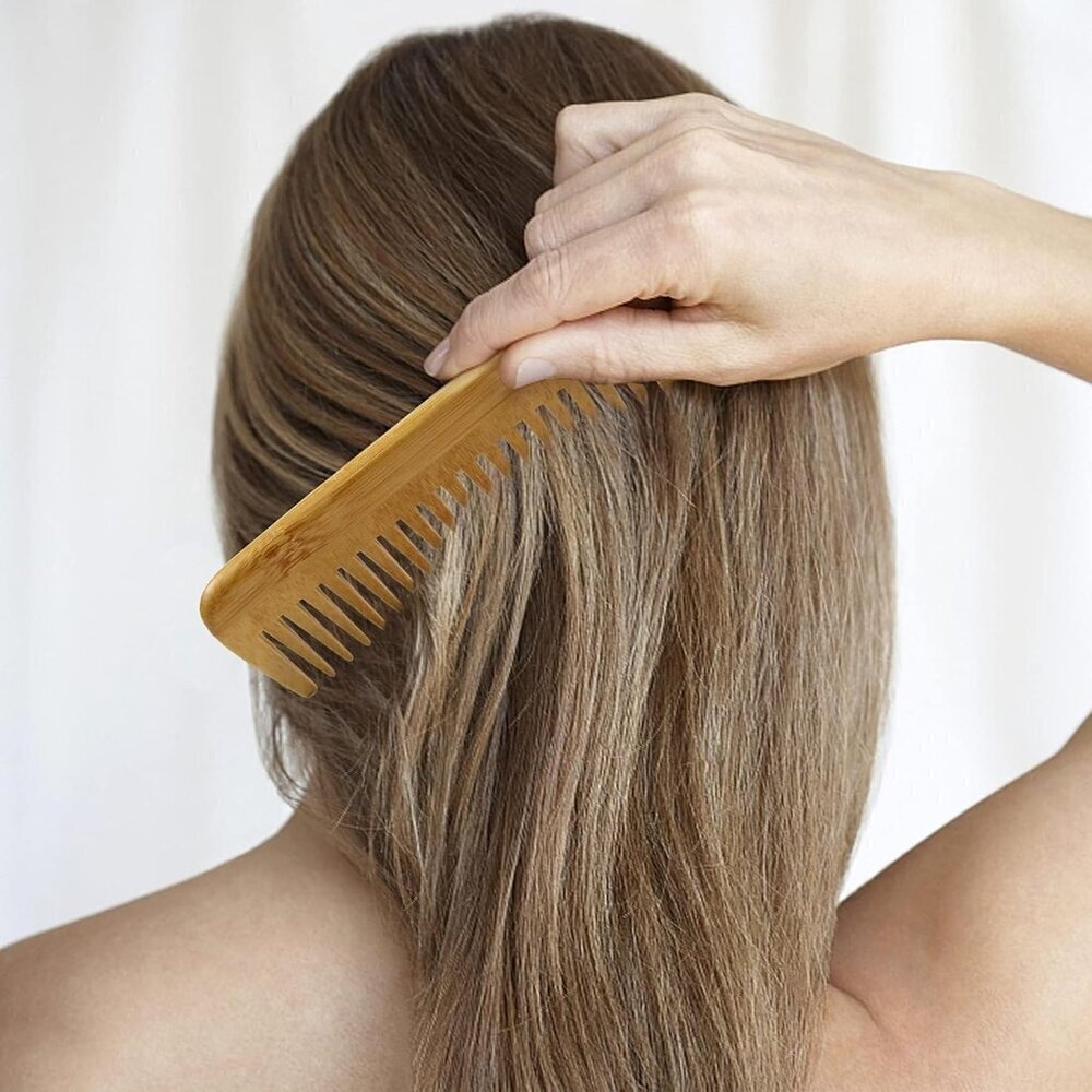 Hair Brush Set, Natural Bamboo Comb Paddle Detangling Hairbrush, Wide-tooth and - Picture 9 of 9